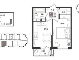 Продается 1-комнатная квартира ЖК Рекорд 2, литера 6, 41.4  м&sup2;, 10751580 рублей