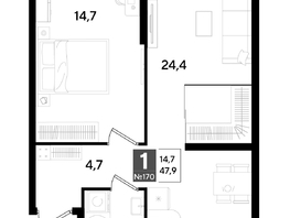 Продается 1-комнатная квартира ЖК ДОГМА ПАРК, литера 18, 47.9  м&sup2;, 8674690 рублей
