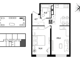 Продается 1-комнатная квартира ЖК ДОГМА ПАРК, литера 22, 47.7  м&sup2;, 8767260 рублей