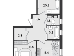 Продается 2-комнатная квартира ЖК Парк Победы 2, литера 21, 67.6  м&sup2;, 10856560 рублей
