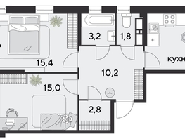 Продается 2-комнатная квартира ЖК Парк Победы 2, литера 28, 69.2  м&sup2;, 10878240 рублей