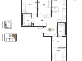 Продается 3-комнатная квартира ЖК ГРЕЙД, литер 14, 77  м&sup2;, 12089000 рублей