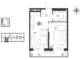 Продается 1-комнатная квартира ЖК ГРЕЙД, литер 14, 38.7  м&sup2;, 6853771 рублей