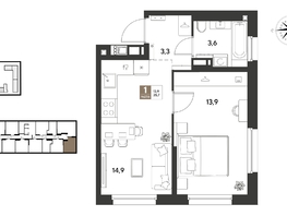Продается 1-комнатная квартира ЖК ГРЕЙД, литер 14, 35.7  м&sup2;, 6508111 рублей