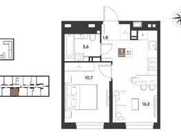 Продается 1-комнатная квартира ЖК ГРЕЙД, литер 14, 32.3  м&sup2;, 6043330 рублей
