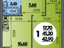 Продается 1-комнатная квартира ЖК Парк у дома, литера 7.3, 42.9  м&sup2;, 7730000 рублей