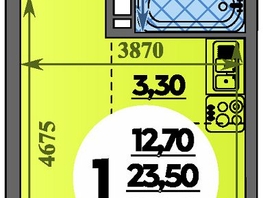 Продается Студия ЖК Парк у дома, литера 7.3, 25.5  м&sup2;, 5819999 рублей
