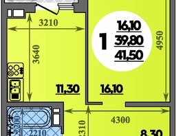 Продается 1-комнатная квартира ЖК Парк у дома, литера 7.3, 41.5  м&sup2;, 7010000 рублей