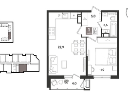Продается 1-комнатная квартира ЖК Рекорд 2, литера 1, 46.8  м&sup2;, 11714040 рублей