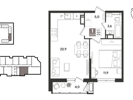 Продается 1-комнатная квартира ЖК Рекорд 2, литера 1, 46.9  м&sup2;, 11743760 рублей