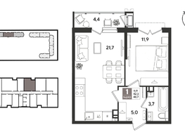 Продается 1-комнатная квартира ЖК Рекорд 2, литера 2, 46.3  м&sup2;, 11463880 рублей