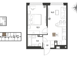Продается 1-комнатная квартира ЖК ГРЕЙД, литер 14, 34  м&sup2;, 6473600 рублей