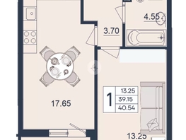 Продается 1-комнатная квартира ЖК Дом 101, 40.54  м&sup2;, 4050000 рублей