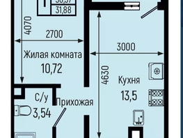 Продается 1-комнатная квартира ЖК Ботаника Хилс, лит 2, 31.92  м&sup2;, 8770000 рублей