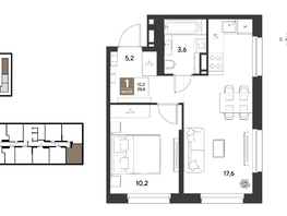 Продается 1-комнатная квартира ЖК ГРЕЙД, литер 13, 36.6  м&sup2;, 6617280 рублей
