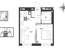 Продается 1-комнатная квартира ЖК ГРЕЙД, литер 13, 32.1  м&sup2;, 5893560 рублей
