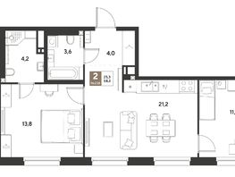 Продается 2-комнатная квартира ЖК ГРЕЙД, литер 13, 58.3  м&sup2;, 8867430 рублей