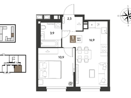 Продается 1-комнатная квартира ЖК ГРЕЙД, литер 13, 34  м&sup2;, 6150600 рублей