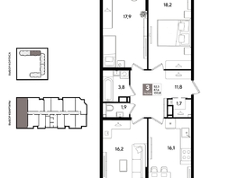 Продается 3-комнатная квартира ЖК Рекорд 2, литера 1, 100.1  м&sup2;, 19989970 рублей