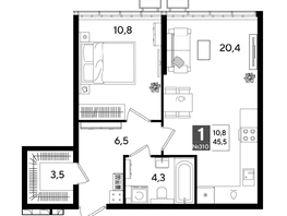 Продается 1-комнатная квартира ЖК ДОГМА ПАРК, лит 13, 44.2  м&sup2;, 8539440 рублей