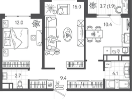 Продается 2-комнатная квартира ЖК Все Свои ВИП, литера 3, 55.3  м&sup2;, 12829600 рублей