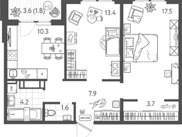 Продается 2-комнатная квартира ЖК Все Свои ВИП, литера 6, 60  м&sup2;, 13920000 рублей