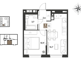 Продается 1-комнатная квартира ЖК ГРЕЙД, литер 14, 33.9  м&sup2;, 6342690 рублей