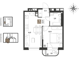 Продается 1-комнатная квартира ЖК ГРЕЙД, литер 14, 35.8  м&sup2;, 6526340 рублей