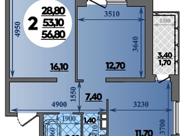 Продается 2-комнатная квартира ЖК Парк у дома, литера 7.3, 56.8  м&sup2;, 9780000 рублей