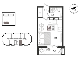 Продается Студия ЖК Рекорд 2, литера 4, 29.8  м&sup2;, 8272480 рублей