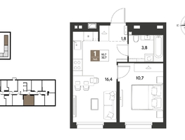 Продается 1-комнатная квартира ЖК ГРЕЙД, литер 13, 32.7  м&sup2;, 6768901 рублей