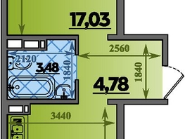 Продается 1-комнатная квартира ЖК Молодежный 2, литера 12, 39.89  м&sup2;, 5520776 рублей