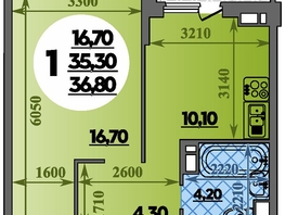 Продается 1-комнатная квартира ЖК Парк у дома, литера 7.3, 36.8  м&sup2;, 7030000 рублей