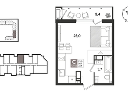 Продается Студия ЖК Рекорд 2, литера 1, 31.7  м&sup2;, 8796750 рублей