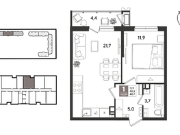Продается 1-комнатная квартира ЖК Рекорд 2, литера 2, 46.1  м&sup2;, 11100880 рублей