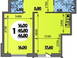 Продается 1-комнатная квартира ЖК Парк у дома, литера 7.3, 46.8  м&sup2;, 7220000 рублей