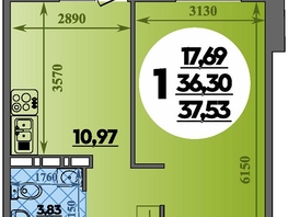 Продается 1-комнатная квартира ЖК Восточный, литера 42, 37.53  м&sup2;, 5424825 рублей