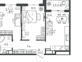 Продается 2-комнатная квартира ЖК Все Свои ВИП, литер 4, 54.1  м&sup2;, 12984000 рублей