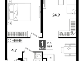 Продается 1-комнатная квартира ЖК ДОГМА ПАРК, литера 19, 46.9  м&sup2;, 8610840 рублей