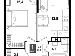 Продается 1-комнатная квартира ЖК ДОГМА ПАРК, лит 20, 38.9  м&sup2;, 7492140 рублей