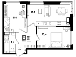 Продается 2-комнатная квартира ЖК ДОГМА ПАРК, лит 20, 53.5  м&sup2;, 9993800 рублей