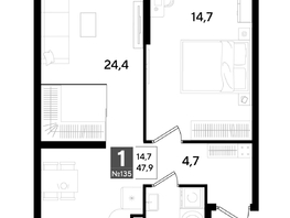 Продается 1-комнатная квартира ЖК ДОГМА ПАРК, литера 18, 47.3  м&sup2;, 8660630 рублей