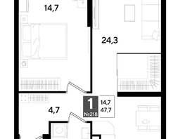 Продается 1-комнатная квартира ЖК ДОГМА ПАРК, литера 18, 47.3  м&sup2;, 8759960 рублей