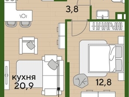 Продается 1-комнатная квартира ЖК ДОГМА ПАРК, литера 18, 41.1  м&sup2;, 7829550 рублей