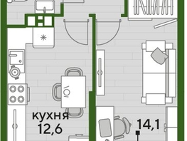 Продается 1-комнатная квартира ЖК ДОГМА ПАРК, литера 18, 37.2  м&sup2;, 7782241 рублей