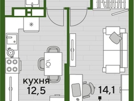 Продается 1-комнатная квартира ЖК ДОГМА ПАРК, литера 18, 36.7  м&sup2;, 7710671 рублей