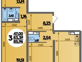 Продается 3-комнатная квартира ЖК Город у моря, литера 22, 85.96  м&sup2;, 11158324 рублей