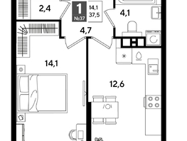 Продается 1-комнатная квартира ЖК ДОГМА ПАРК, литера 18, 36.6  м&sup2;, 7513980 рублей