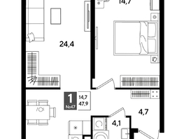 Продается 1-комнатная квартира ЖК ДОГМА ПАРК, литера 18, 47.3  м&sup2;, 8693740 рублей