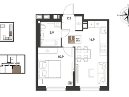 Продается 1-комнатная квартира ЖК ГРЕЙД, литер 13, 34  м&sup2;, 6898600 рублей